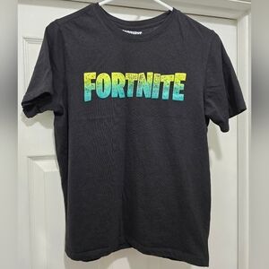 Fortnite Kids Black Short Sleeve Tee with Yellow-Green Gradient Logo